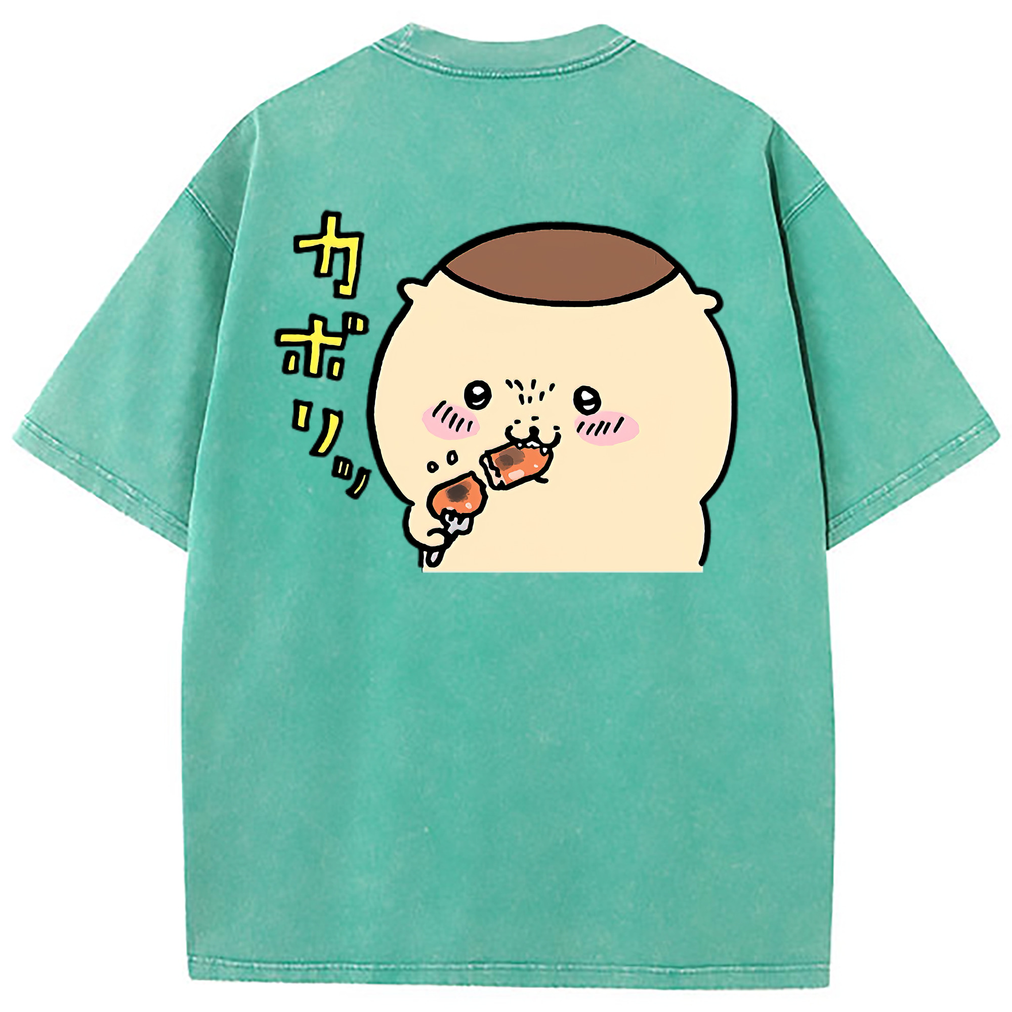 （画像用） ちいかわ くりまんじゅう Chii-kawa kuri manjū 綿100% ヴィンテージ風 半袖Tシャツ（背面プリント）